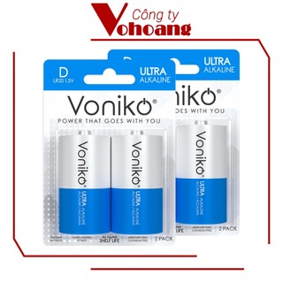 Pin đại D Voniko Alkaline thương hiệu Mỹ chính hãng, điện áp 1.5V, tương thích mọi thiết bị
