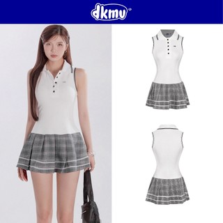 Váy polo nữ dáng sát nách xếp ly DKMV thiết kế viền tương phản phối hoạ tiết caro năng động Volley Dress | K-D14