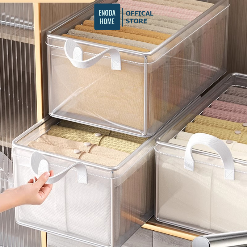 Hộp Vải Lưới PVC Đựng Quần Áo ENODA HOME, Hộp Vải Khung Thép Lưu Trữ Quần Áo Có Thể Gấp Gọn Có Quai Cầm HV049