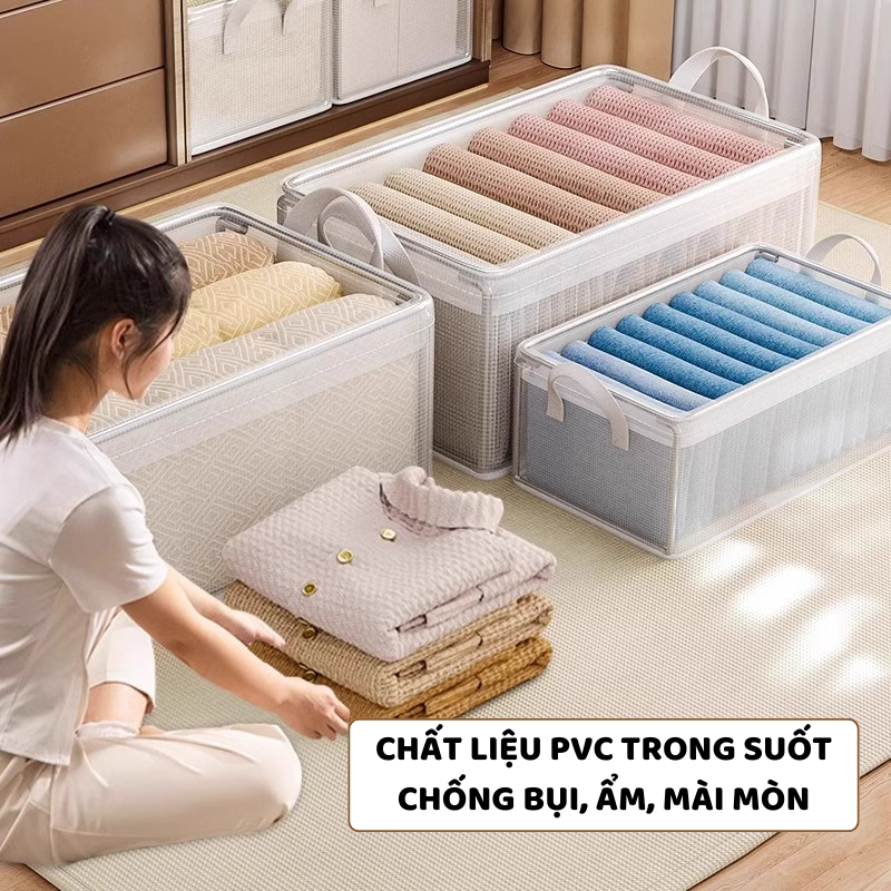 Hộp Vải Lưới PVC Đựng Quần Áo ENODA HOME, Hộp Vải Khung Thép Lưu Trữ Quần Áo Có Thể Gấp Gọn Có Quai Cầm HV049
