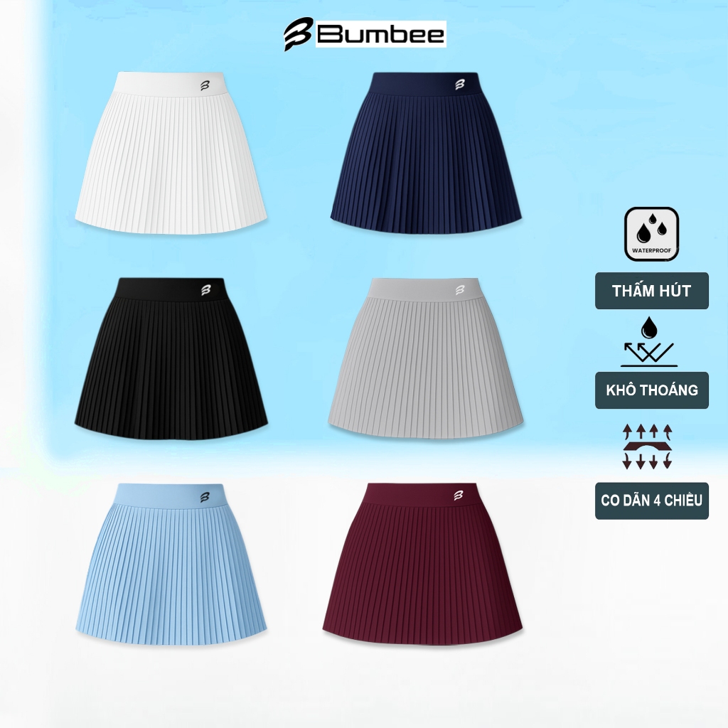 Váy Thể Thao Nữ Xếp Ly Bumbee Co Giãn 4 Chiều, Thoáng Mát Thấm Hút, Chơi Cầu Lông Pickleball (X44)