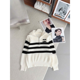 LT - Áo len thu đông dài tay cổ cao kéo khoá, free size len đan sợi dày hoạ tiết 1380