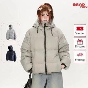 Áo khoác phao GRADPOPU cổ đứng thời trang dáng ngắn có thể tùy chỉnh thoải mái dành cho nữ PAP77