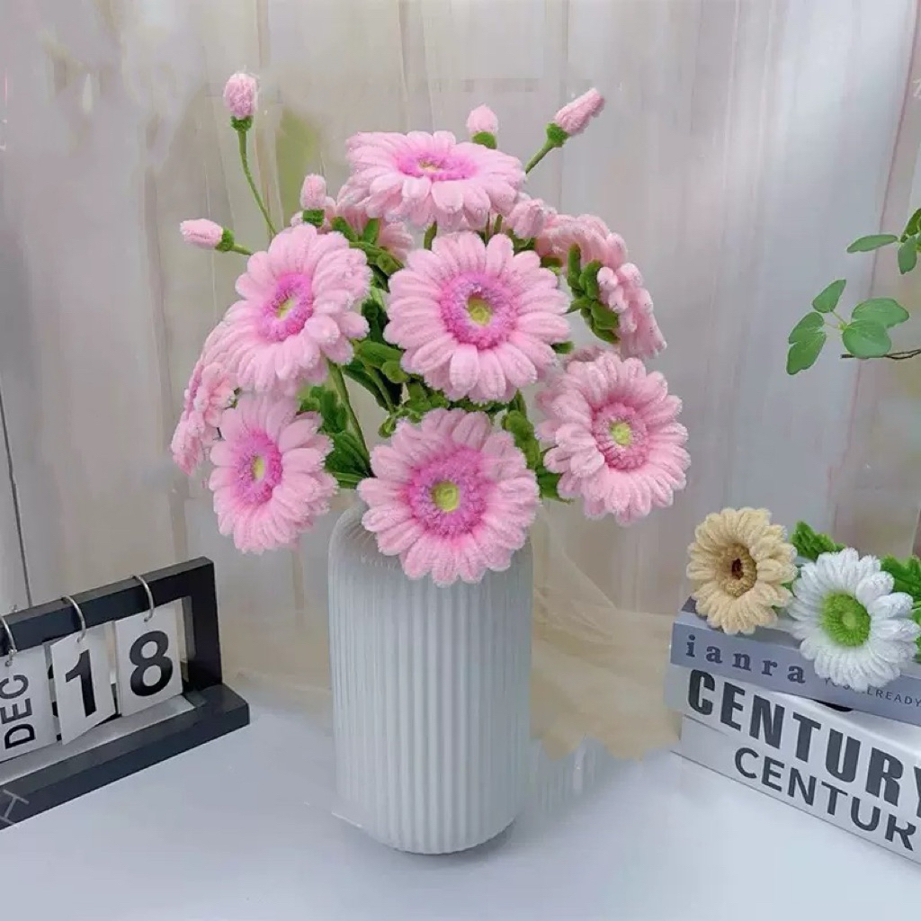 Set nguyên liệu làm bình hoa đồng tiền bằng kẽm nhung 10-12 bông lớn .  Handmade decor trang trí | Shopee Việt Nam