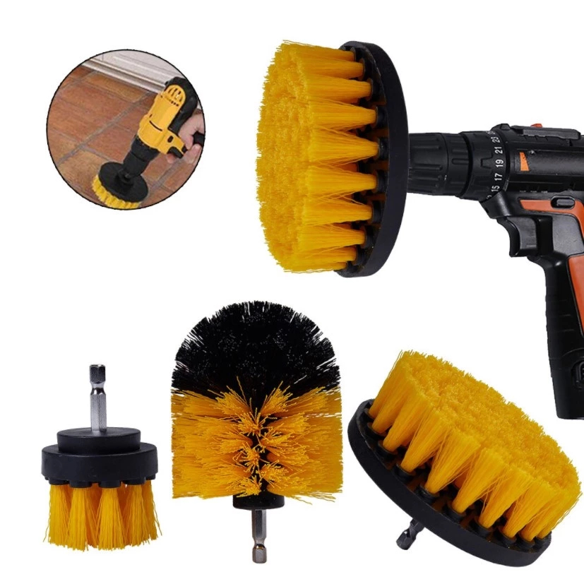 Bộ 3 đầu bàn chải gắn máy khoan - Đầu cọ bàn chải vệ sinh nhà cửa đa năng lắp máy khoan ll