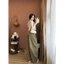 Quần Jean Hari ống cong rộng phối line tôn dáng Curved Leg Brown Line