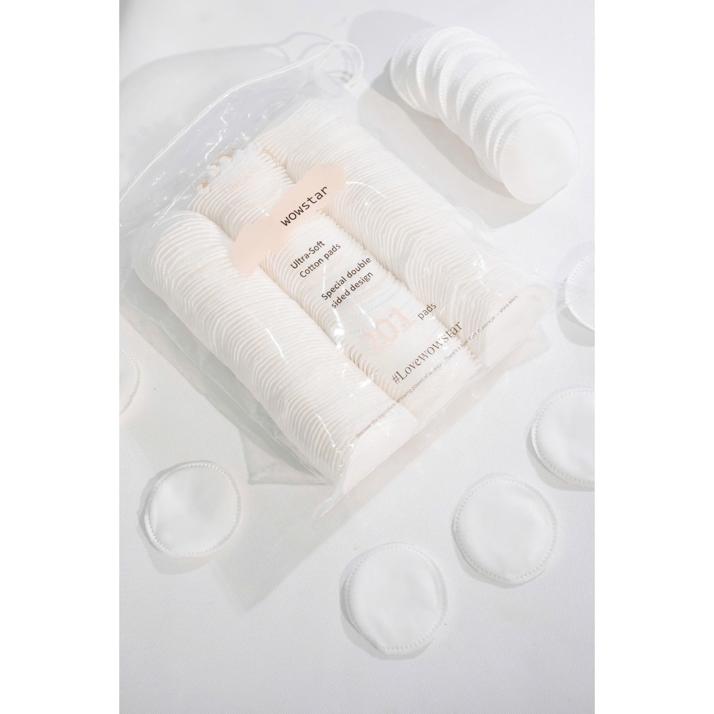 Bông tẩy trang wowstar 201 miếng 100% cotton tự nhiên mềm mịn zai ( BÔNG TRÒN )