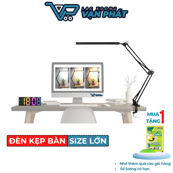 Đèn Led Kẹp Bàn Thông Minh Thay Đổi Góc Linh Hoạt Nhiều Chế Độ Sáng