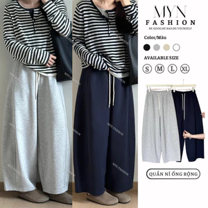 Quần Nỉ Nữ Ống Rộng Dáng Bom Mẫu Mới Hottrend Kèm Dây Rút Chất Nỉ Dầy Dặn Mềm Mại Lên Form Xinh [MYN006]