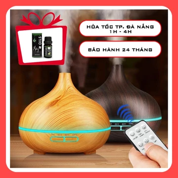 [Tặng lọ tinh dầu] Máy Khuếch Tán Tinh Dầu Hình Bí Ngô Cổ Cao Size Lớn 500ml + REMOTE. Máy xông tinh dầu chính hãng.