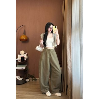 Quần Jeans Nữ Ống Cong Màu Nâu Phối Line Cá Tính Tôn Dáng Che Khuyết Điểm Thoải Mái Đi Làm Đi Học