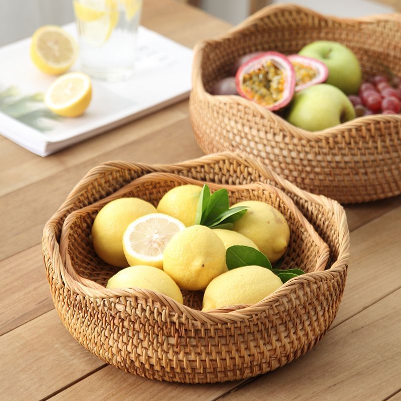 Rổ Mây Viền Cánh Sen Trang Trí – Mây Tre Đan Mộc An
