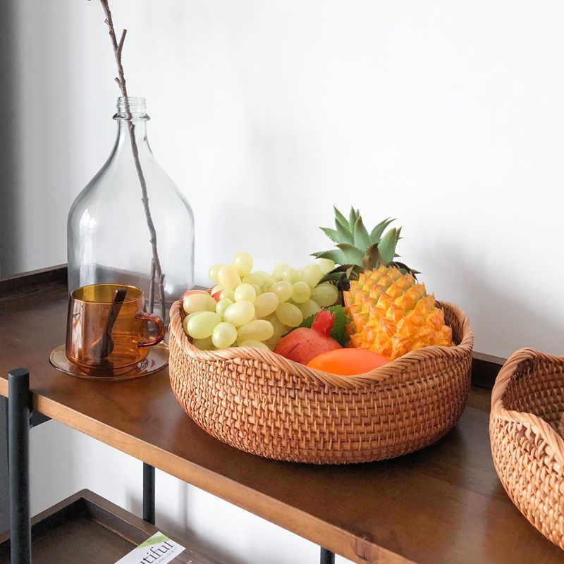 Rổ Mây Viền Cánh Sen Trang Trí – Mây Tre Đan Mộc An