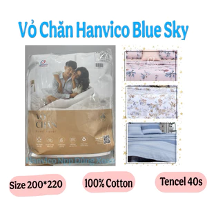 Vỏ chăn 200*220cm khóa kéo Hanvico Blue Sky Cotton / Tencel cao cấp