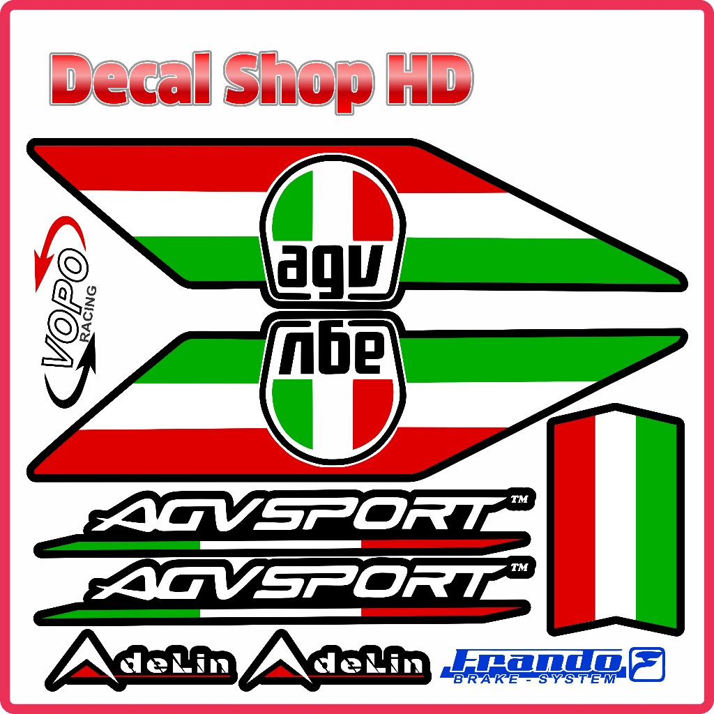 AGV Sport - Bộ Decal Cờ Ý Italia Itali Dán Xe Điện Xmen Loại Cao Cấp 3 Lớp Chống Thấm Nước Bảo Hành 1 Năm Tem Xe Điện YA