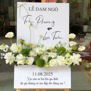 Bảng Welcome Cắm Hoa. Đám cưới, Chất liệu Fomet 3ly và 5ly, Size 40x60cm & 50x70cm và60x80cm, Loại 1