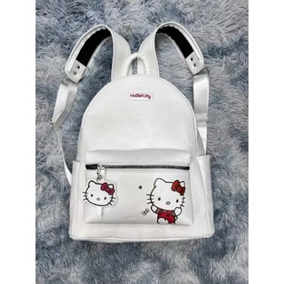 ( Quai To Móc Khóa ) Balo Da đi học Hello Kitty in Nổi Hình Nơ size40 nam nữ đi chơi du lịch đựng vừa sách vở A4