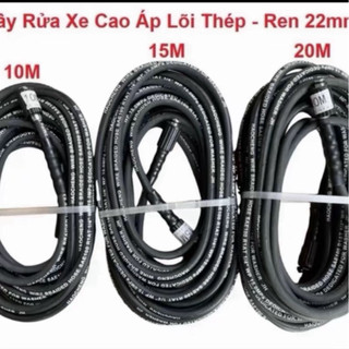 Dây rửa xe lõi thép 10M,15M,20M cho máy bơm xịt rửa áp lực cao Ren Trong 22mm - Phụ Kiện máy rửa xe tiện lợi