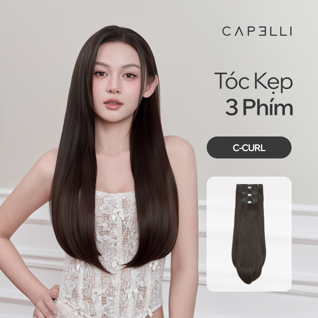 Bộ Tóc Kẹp 3 Phím CAPELLI Cúp C-Curl 50cm