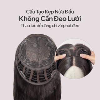 Tóc Kẹp Nửa Đầu CAPELLI Half Wig Xoăn Sóng Loose Perm Mái Bay