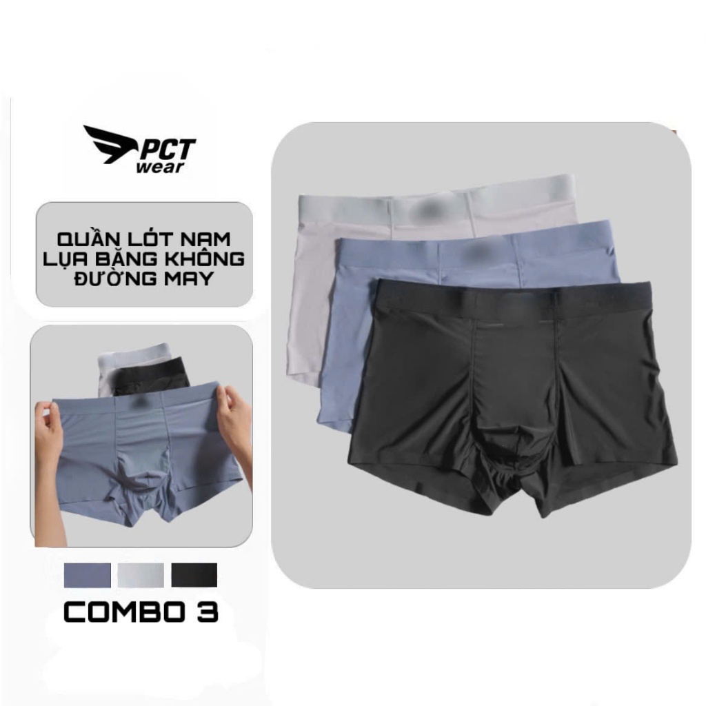 Combo 3 Quần Lót Nam Sịp Đùi Boxer Coolmax Lụa Băng Dáng Trunk Khử Mùi Kháng Khuẩn Boxer nam