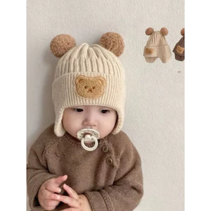 Mũ nón len bịt tai gấu dày dặn - Mũ cho bé trai bé gái