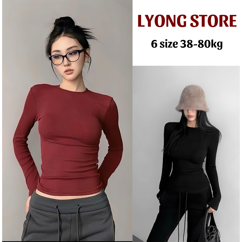 Áo Thun Tay Dài Cổ Tròn Giữ Nhiệt Tốt Cực Ấm Ôm Form Ôm Dáng Phong Cách Hàn Quốc Có BigSize Cho Nữ - LL03