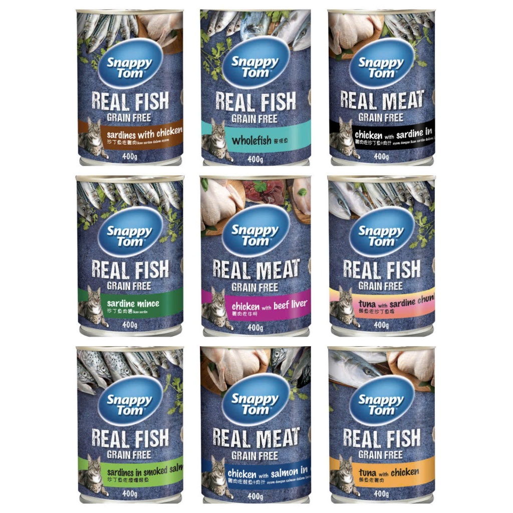 Pate Snappy Tom REAL FISH, REAL MEAT 400g- Cá Thật, Thịt Thật - thức ăn cho Mèo