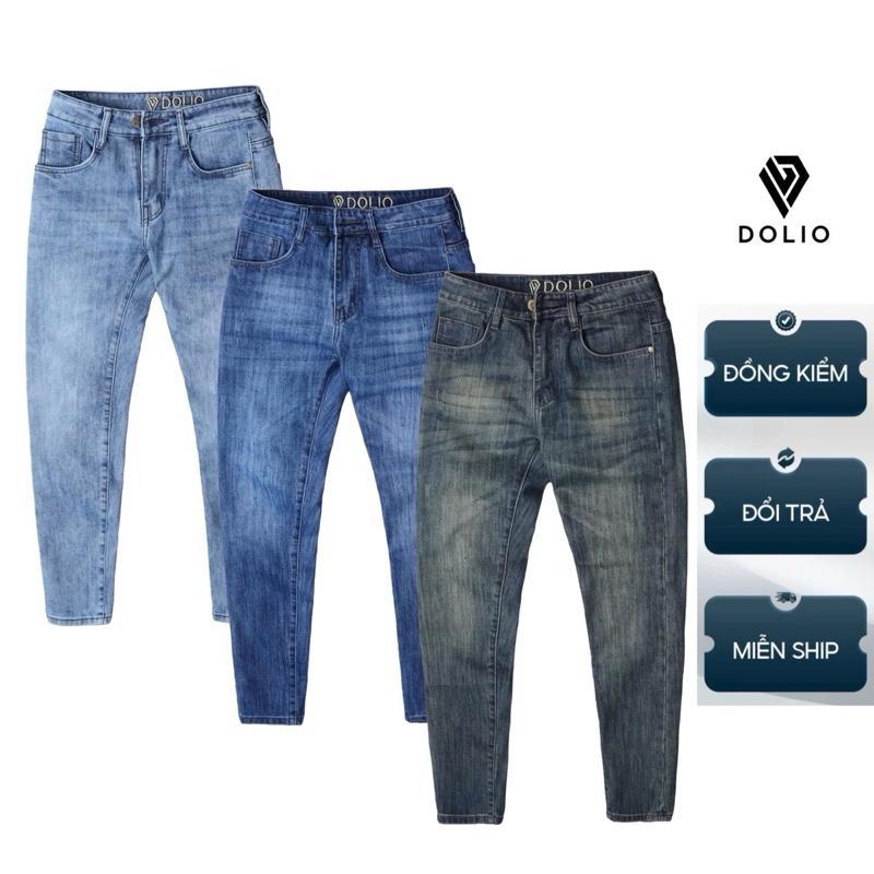 [DOLIO] Quần Jeans Dài Nam Thêu Lưng QCCC, Vải Jeans Cotton Cao Cấp Co Giãn, Phom Ôm Vừa, Mặc Mát. Menswear