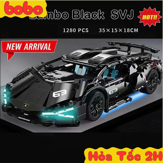 [1280 Chi Tiết] Mô Hình Lắp Ghép Lambo Black Vip 36cm, Mô Hình Xếp Hình Siêu Xe Cho Bé, Quà Sinh Nhật Bảo Hành Bởi Bobo