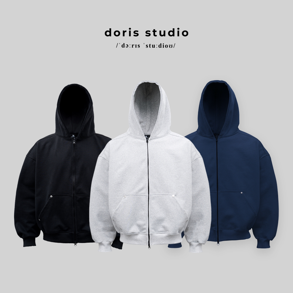 [Deal mở bán] Doris / khoác Zip nỉ trơn Doris basic không xù lông vải ...