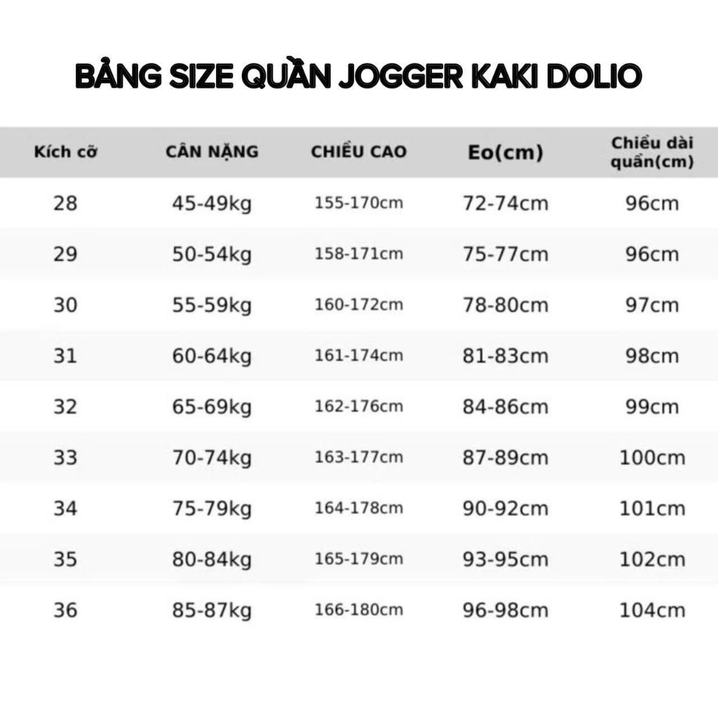 [DOLIO] Quần Jogger Nam Kaki Co Giãn, Chất Cotton Kaki Dày Mềm, Lưng Thun Dây Rút Có Bo Gấu, Năng Động, Trẻ Trung.