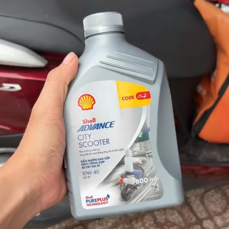 Nhớt Xe Tay Ga Shell Advance City Scooter 10W40 API SP 800ml Êm Xe Mát Máy - Sản Xuất Tại Thái Lan