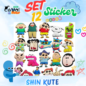 Set 12 Sticker/ Charm gắn dép Shin đáng yêu siêu kute