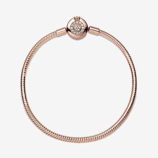Vòng Tay Pandora Moments Mạ Vàng Hồng 14k Khóa Crown O