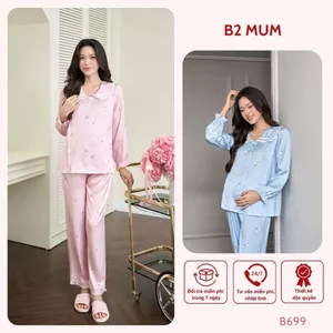 mặc nhà chất lụa tơ Pháp cao cấp họa tiết Capybara cho mẹ bầu xinh yêu - B699 B2MUM
