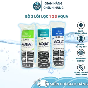 Bộ 3 lõi lọc nước 123 AQUA Chính hãng, sử dụng tất cả máy lọc nước Kangaroo, Karofi, Sunhouse, Aqua