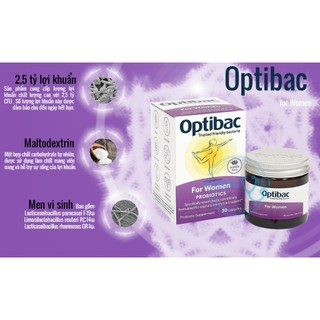 Men Vi Sinh Phụ Khoa Optibac For Women - Bổ Sung Lợi Khuẩn Vùng Kín, Tăng Đề Kháng Hộp 30 Viên