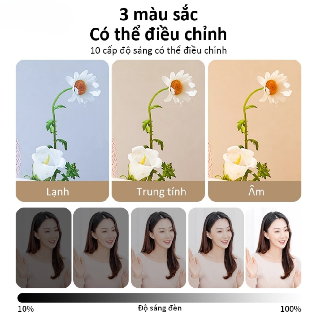 Đèn trợ sáng, Đèn livestream studio hỗ trợ quay video chụp hình ,Đèn LED U800 4 cánh 3 chế độ màu chân cao cấp