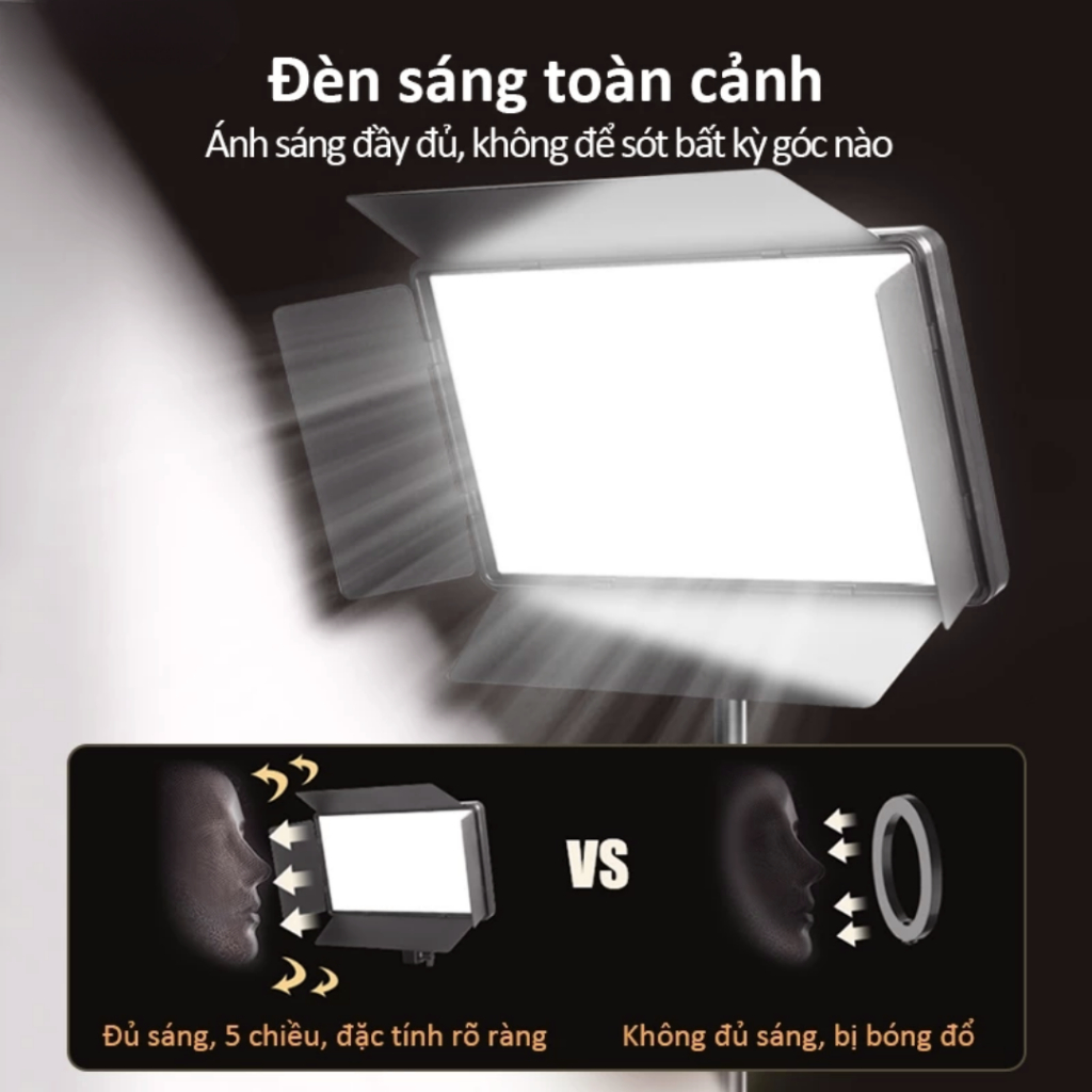 Đèn trợ sáng, Đèn livestream studio hỗ trợ quay video chụp hình ,Đèn LED U800 4 cánh 3 chế độ màu chân cao cấp
