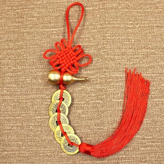 Dây đồng xu ngũ đế kèm bầu hồ lô đồng Treo cửa đối cửa hướng nhà xấú đón tài lộc-APEX