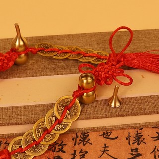 Dây đồng xu ngũ đế kèm bầu hồ lô đồng Treo cửa đối cửa hướng nhà xấú đón tài lộc-APEX