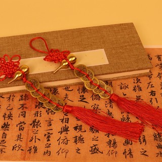 Dây đồng xu ngũ đế kèm bầu hồ lô đồng Treo cửa đối cửa hướng nhà xấú đón tài lộc-APEX