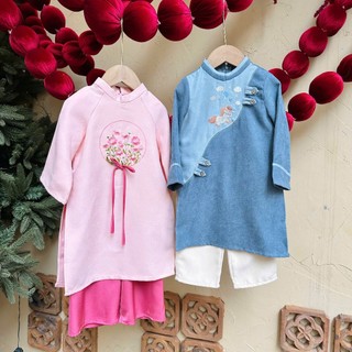Set Bộ áo dài Tết NHƯ Ý TẶNG KÈM MẤN xinh xắn dễ thương áo dài cho mẹ và bé, áo dài tết 2026