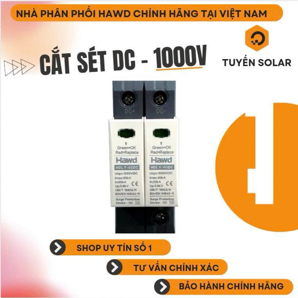 Chống sét lan truyền HAWD DC 1000V - 40kA. HAWD AC 1pha - 3 pha - 40kA ...