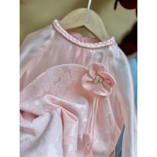 Áo dài tết Nguyệt Hoa Cúc Chi tặng kèm bờm tóc xinh xắn cho bé gái - Size 8-44kg