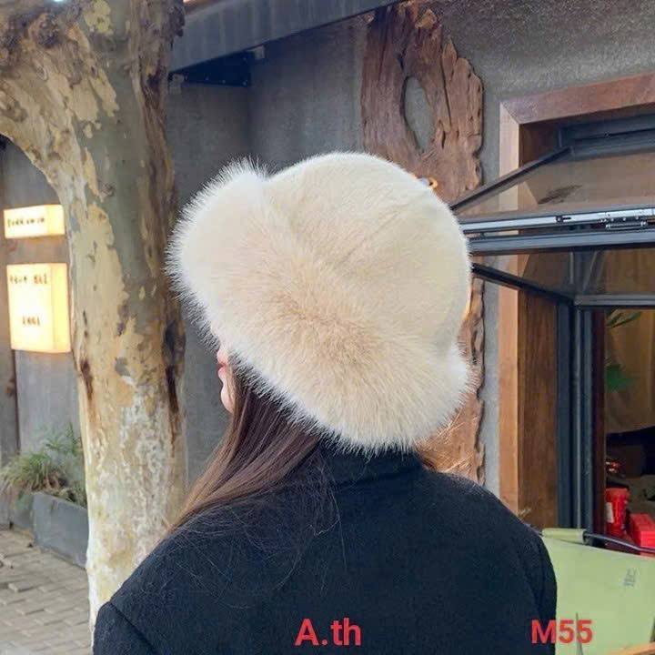 Mũ Len Phủ Lông Phong Cách Mông Cổ, Dạng Nón Tai Bèo, Giữ Nhiệt, Phụ Kiện Thời Trang Cho Nữ