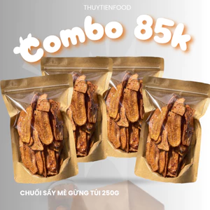 Thuytienfood Combo 4 Gói 1KG Chuối Sấy Mè Gừng Mỗi Túi 250g Thơm Ngon Ngọt Snack Ăn Là Ghiền