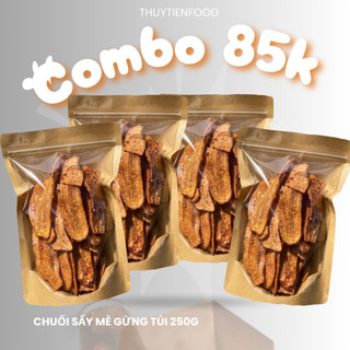 Thuytienfood Combo 4 Gói 1KG Chuối Sấy Mè Gừng Mỗi Túi 250g Thơm Ngon Ngọt Snack Ăn Là Ghiền