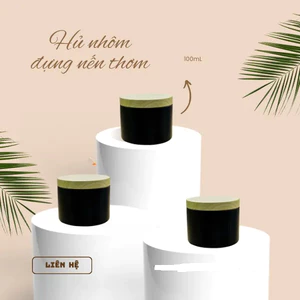 HŨ NHÔM ĐỰNG NẾN THƠM 100 G (NẮP GIẢ GỖ)